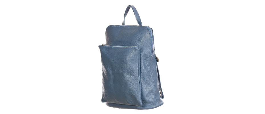 MONVISO : borsa - zaino donna, pelle morbida, colore: AZZURRO, Made in Italy
